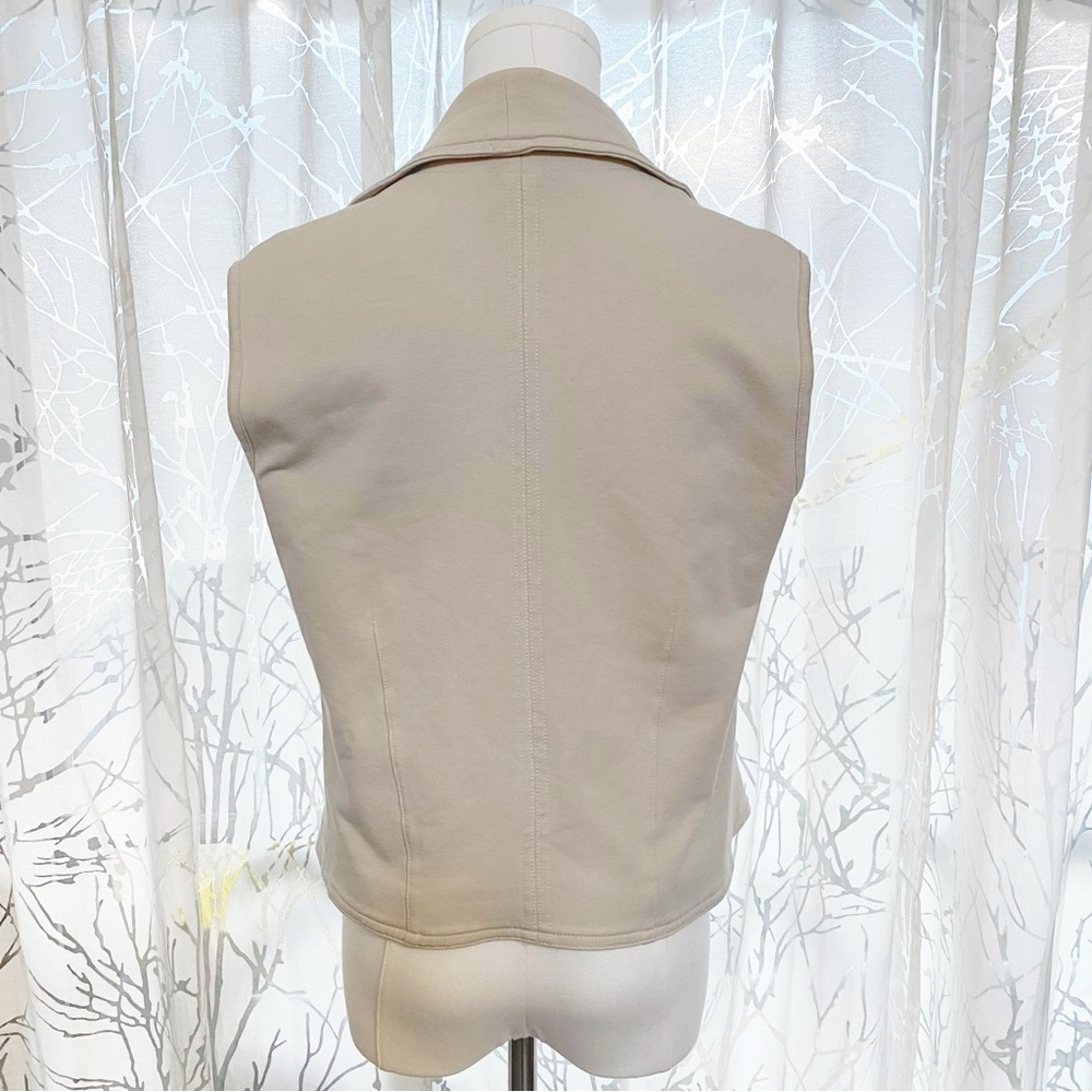 JARBO BEIGE TAN CREAM PIMA COTTON SIDE ZIP UP VEST - Picture 5 of 9